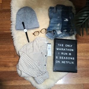 Roxy Yellow Checkered Flannel Button Down